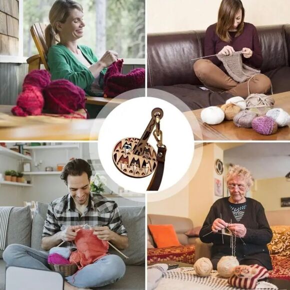 Wrist Yarn Holder: Leaves Wood Crochet Knitting Carousel Dispenser Yarn Spinner - Picture 11 of 12